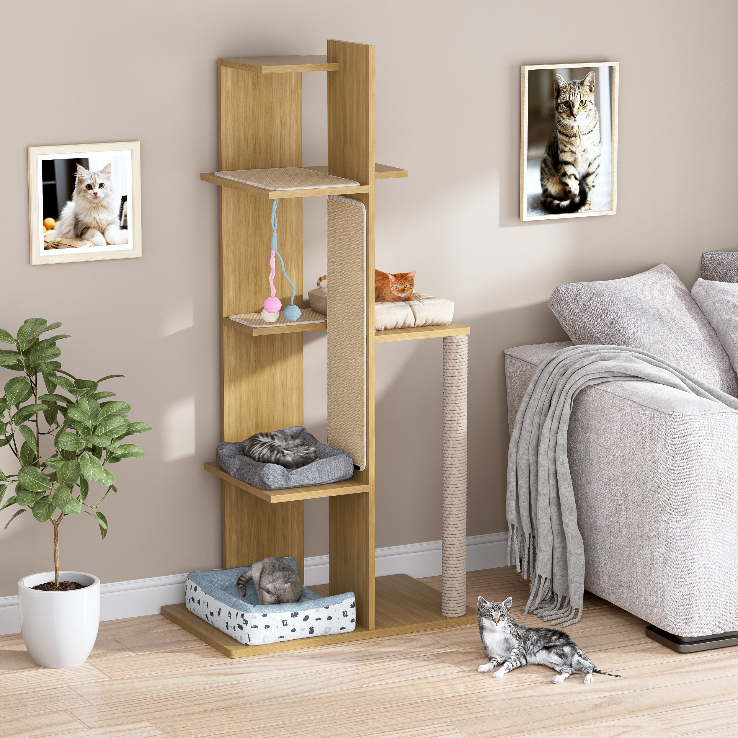 Tucker Murphy Pet™ 65.5" Tall Wood Cat Tree with MultiLevel Platforms